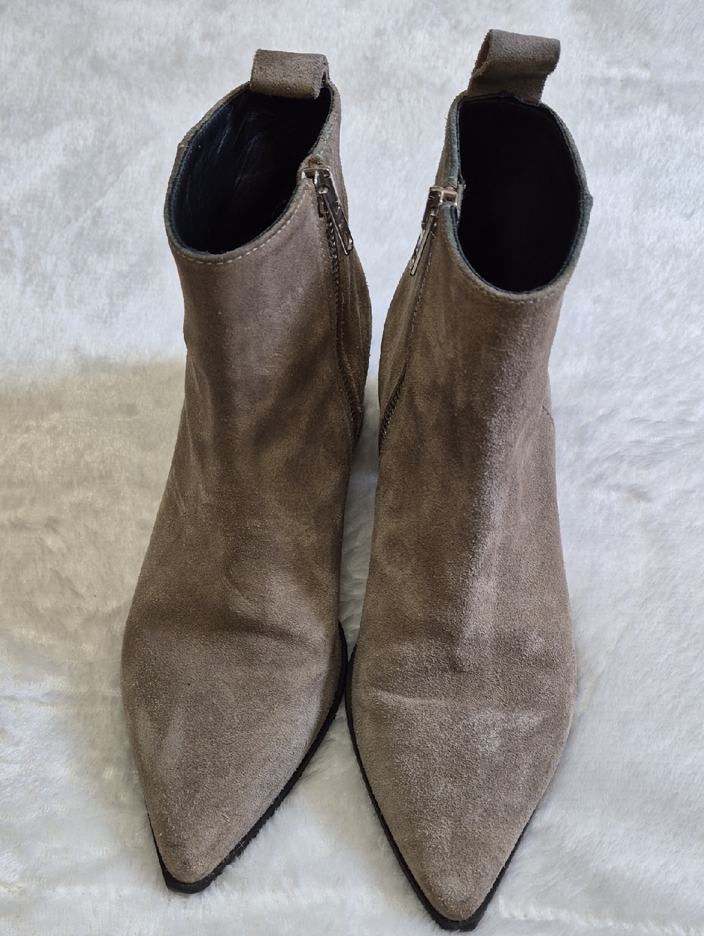 Everlane Taupe Suede Pointed Ankle Booties
